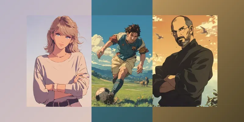 Anime Style Famous Person Portraits generated by undefined