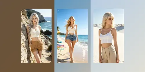 Fashion Hourglass Beach Photos generated by seedream