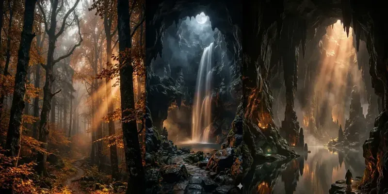 Golden Dark Cinematic Landscapes generated by undefined