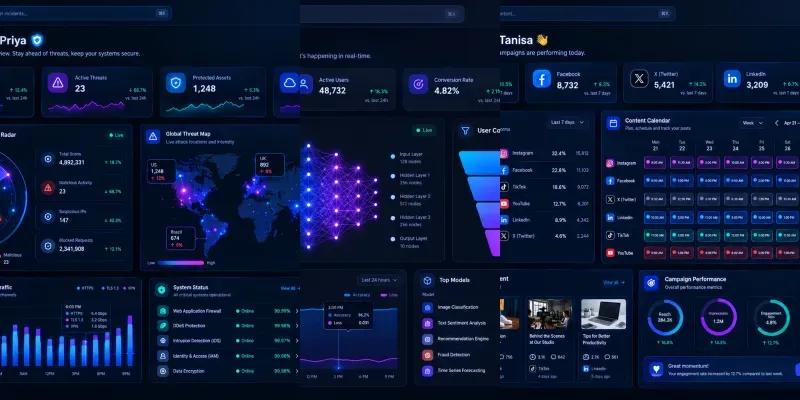 Modern Darkmode Saas Dashboard Data UIs