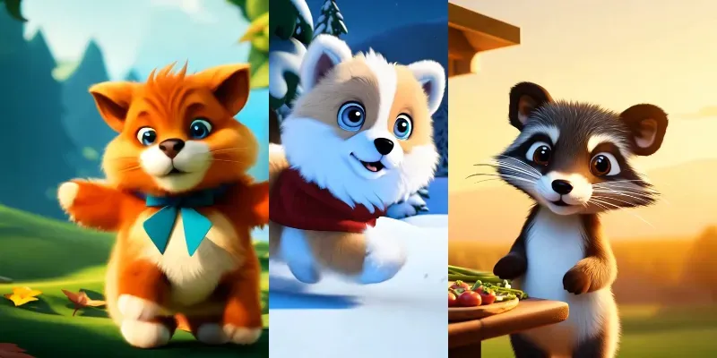 Adorable Fluffy 3D Animated Animal Scenes generated by undefined