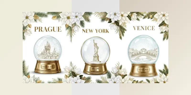 Golden Christmas Globe Travel Posters generated by undefined