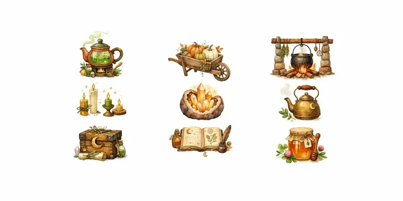 Cozy Witch Cottage Clipart Designs generated by undefined