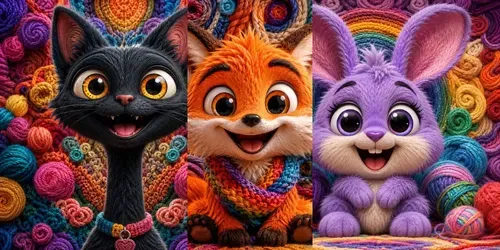 Whimsical Yarn Animal Portraits generated by chatgpt-image