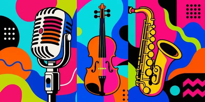 Pop Art Guitar Vector Poster generated by undefined