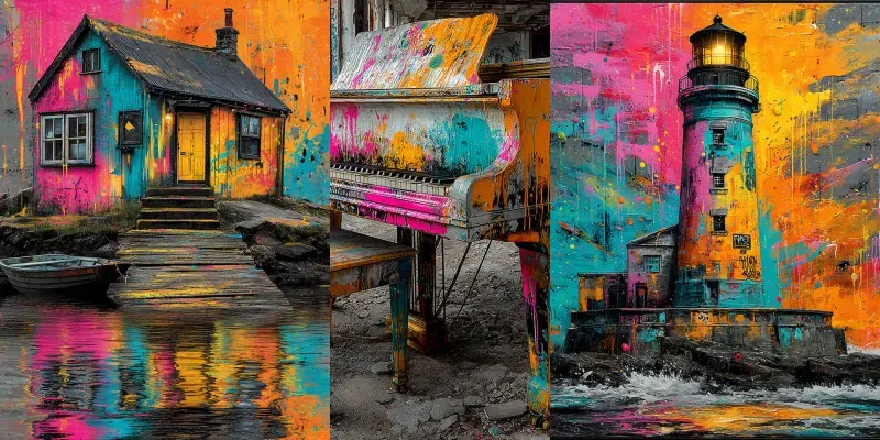 Photo Neon Paint Burst Graffiti generated by undefined