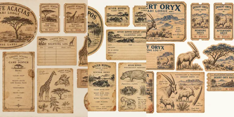 Safari Lodge Ephemera Sheets