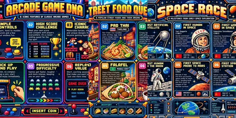 Retro Pixel Art Infographic Posters
