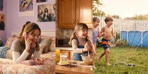 Retro 90s Family Lifestyle Stock Photos generated by gemini-image