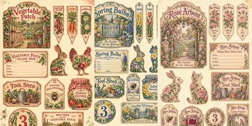 Cottage Garden Ephemera Sheets generated by chatgpt-image