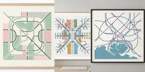 Abstract Transit Map Wall Poster Systems generated by gemini-image