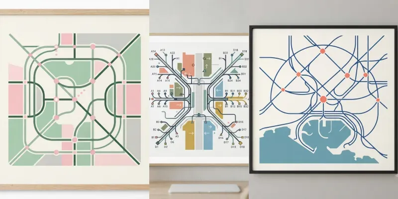 Abstract Transit Map Wall Poster Systems generated by undefined