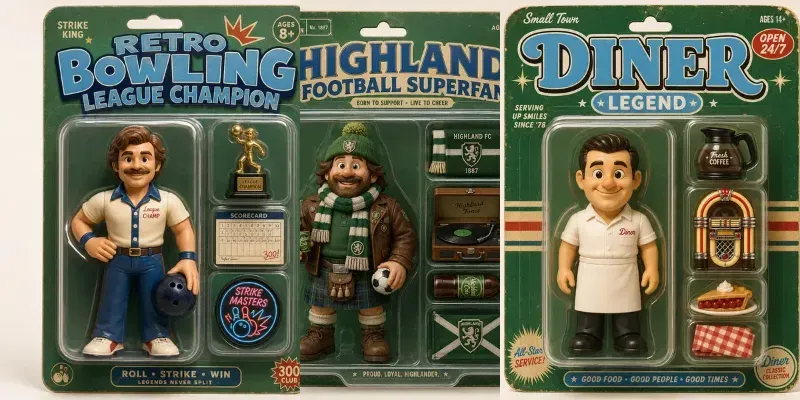 Retro Pop Culture Action Figure Cards generated by undefined