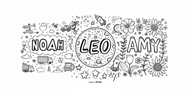Kids Personalized Name Coloring Pages generated by undefined