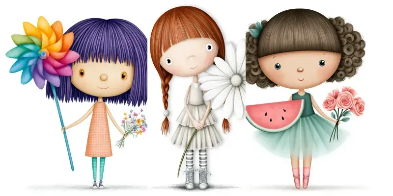 Playful Cartoon Girl Art generated by undefined