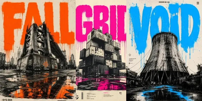 Brutalist Urban Typography Posters generated by undefined