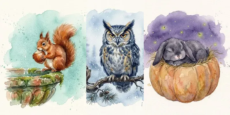 Fairy Tale Forest Watercolor Animals generated by undefined
