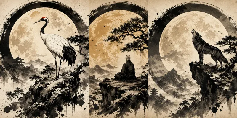 Japanese Ink Circle Art generated by undefined