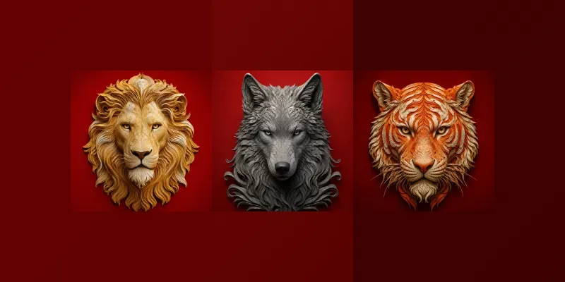 Luxury Engraved Portrait Red Style Art generated by undefined