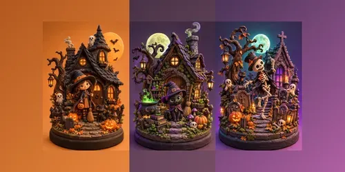 3D Claymorphic Halloween Dioramas generated by chatgpt-image