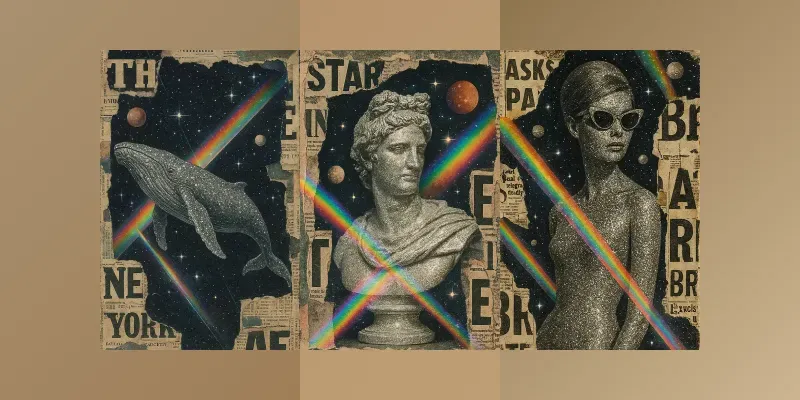 Celestial Glitter Collage Art generated by undefined