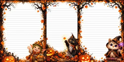 Spooky Autumn Fantasy Writing Pages generated by chatgpt-image