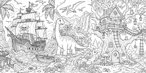 Whimsical Coloring Page Scenes generated by chatgpt-image