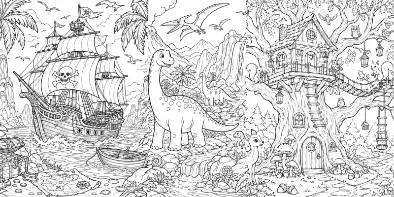 Whimsical Coloring Page Scenes generated by undefined