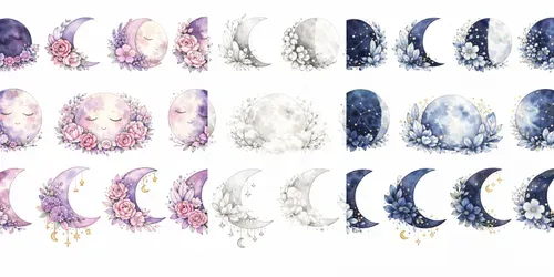 Watercolor Moon Phase Clipart Sets generated by chatgpt-image
