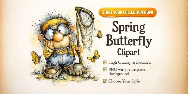 Spring Butterfly Collector Clipart generated by undefined