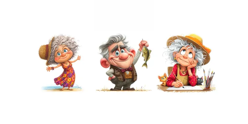 Funny Retired Seniors Clipart Bundles generated by undefined