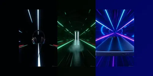 Neon Speed Tunnel Product Reveal Blasts generated by grok-video