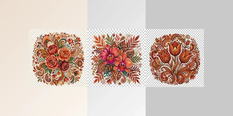 Boho Floral Motif Tshirts generated by undefined