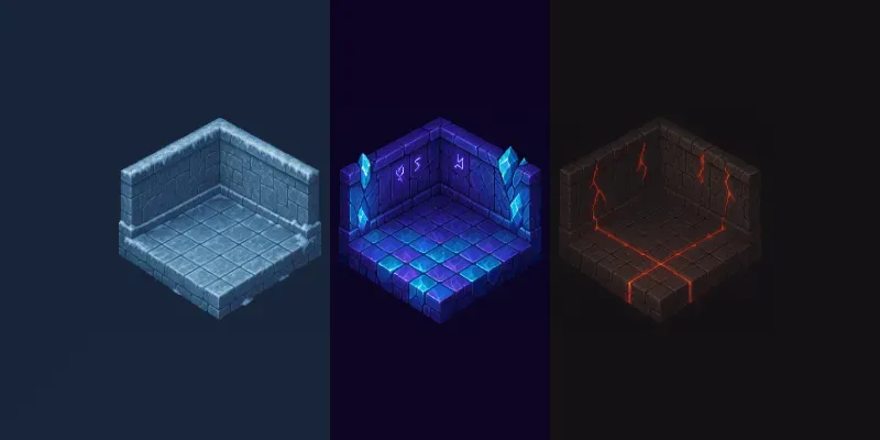 Empty Angled 16bit Pixel RPG Rooms generated by undefined