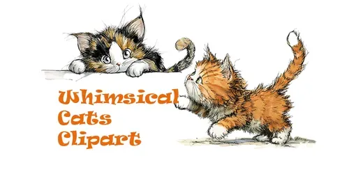 Whimsical Cats Clipart For Tshirt Designs generated by midjourney