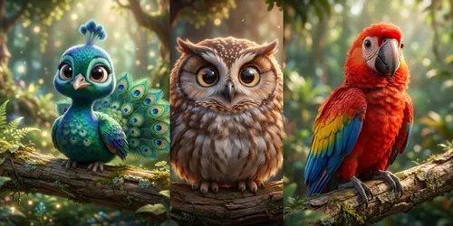 3D Pixar Style Cute Bird Characters 4K generated by gemini-image