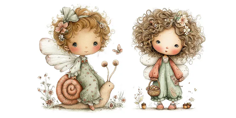 Cute Fairy Kid Characters Tshirt Cliparts generated by undefined