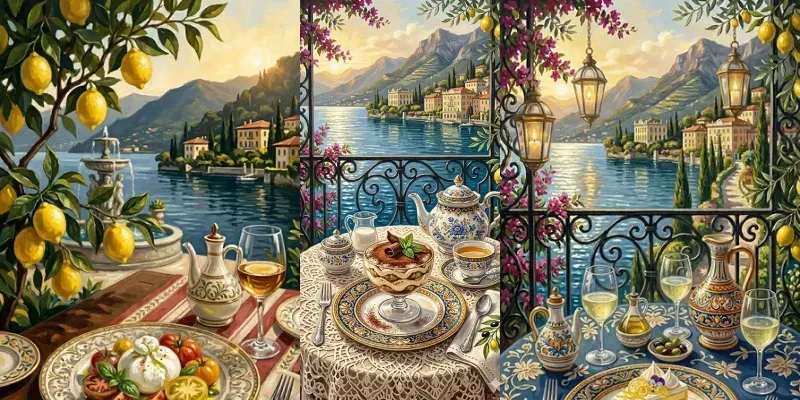 Acrylic Gastronomic Italian Luxury Lakes generated by undefined