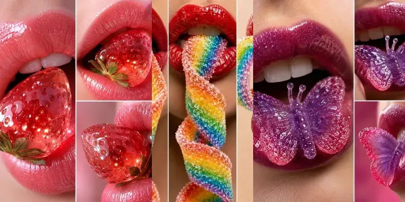 Surreal Candy Mouth Closeups generated by undefined