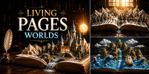 Cinematic Book Landscape Worlds generated by veo