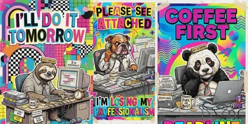 Ironic Office Animal Zine Posters generated by chatgpt-image