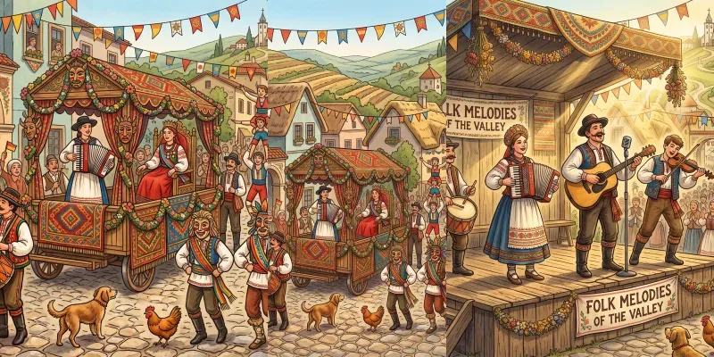 Vibrant Folk Art Scenes generated by undefined
