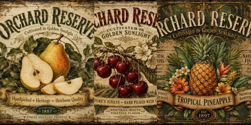 Luxury Orchard Harvest Vintage Signs generated by undefined