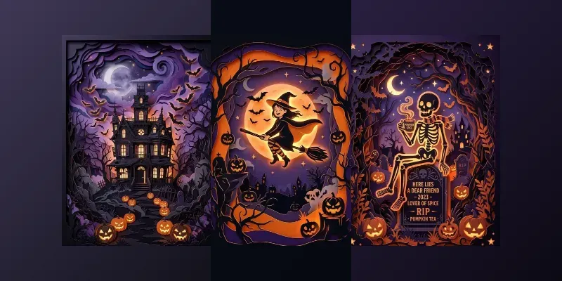 Spooky Halloween Papercut Art Posters generated by undefined