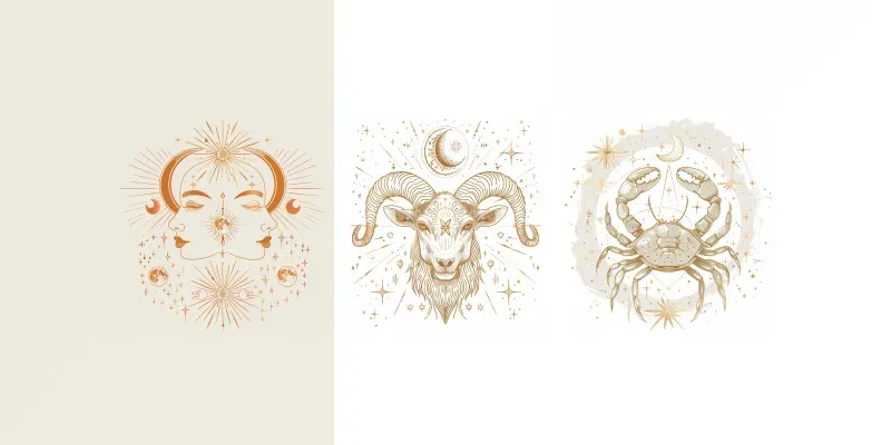 Boho Zodiac Symbol Illustrations generated by undefined