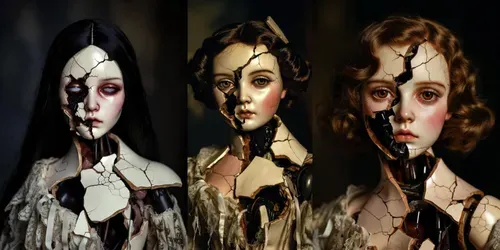 Porcelain Shatter Portraits generated by grok-image