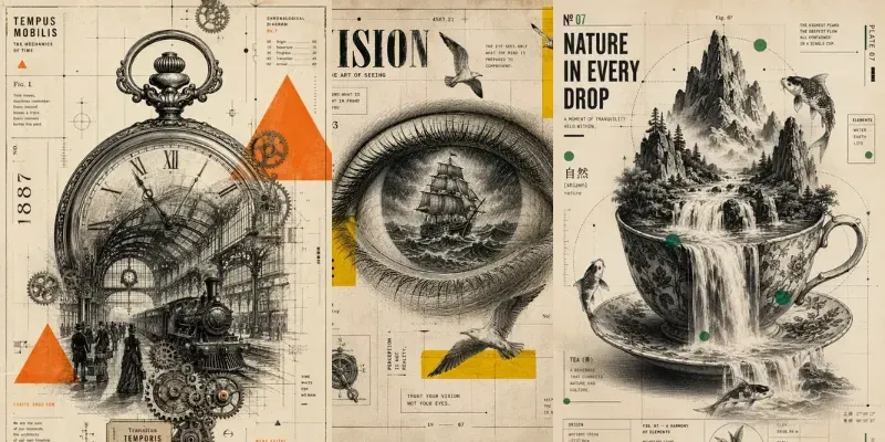 Surreal Etching Diagram Posters generated by undefined