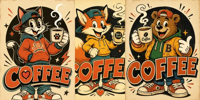 Retro Coffee Mascot Posters generated by undefined