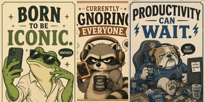 Retro Sarcastic Animal Posters generated by undefined
