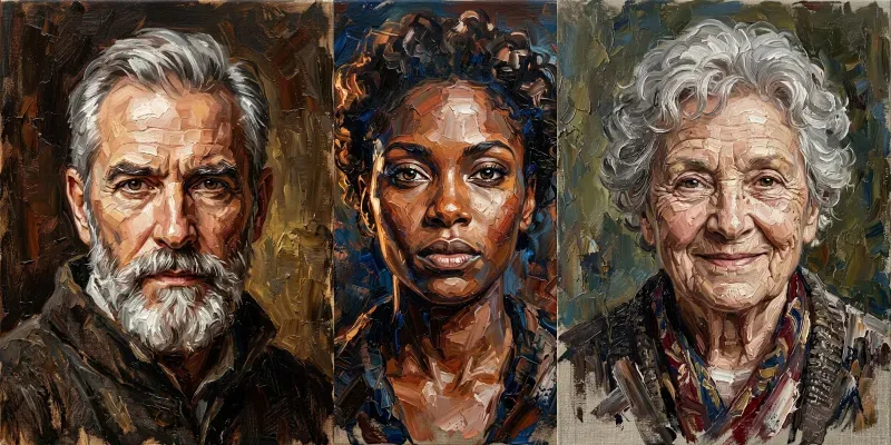 Dynamic Impasto Oil Knife Portrait